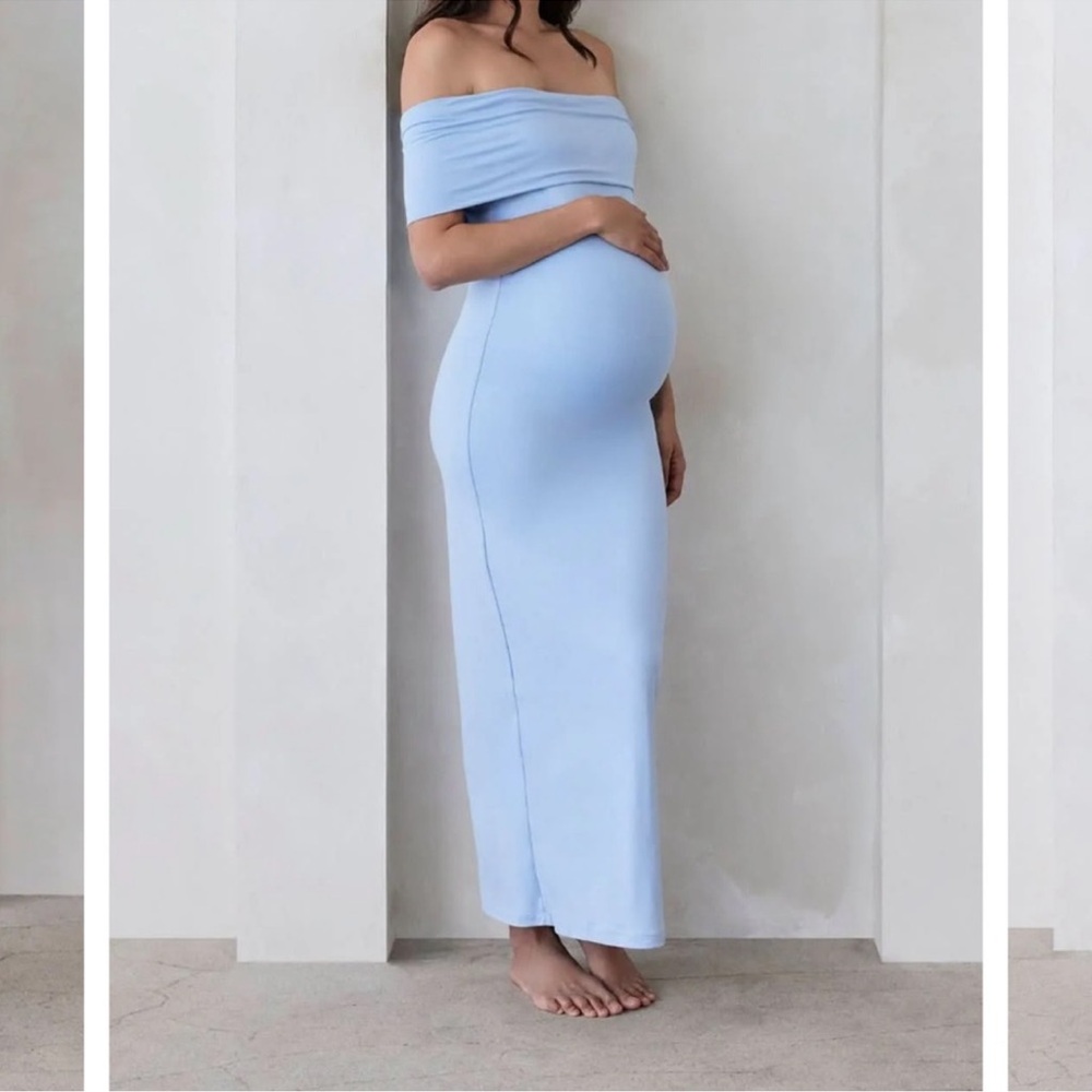 Bumpsuit Off-Shoulder Light Blue Maternity Dress. Never worn with tags!